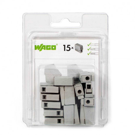 Boîte de 15 bornes standards pour luminaires Wago - 1 pôle - 2,5mm² - Gris