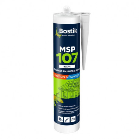 Mastic de fixation et d'étanchéité MSP 107 Bostik - 290 ml - Blanc