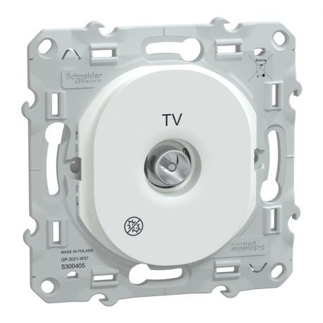 Prise TV simple Ovalis Schneider Electric - Antibactérien - Encastré - Blanc