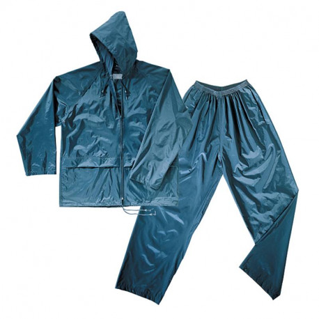 Ensemble de pluie Delta Plus - Polyester enduit PVC - Taille XL - Bleu
