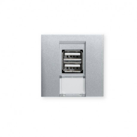 Prise double USB TerCia AP-C45 - Pour goulottes - Aluminium