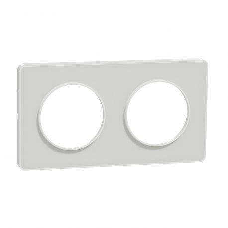 Plaque Odace Touch - Translucide blanc avec liseré blanc - Double horizontale / verticale 71mm