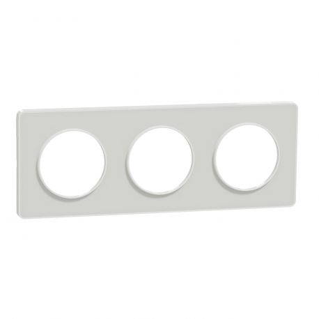 Plaque Odace Touch - Translucide blanc avec liseré blanc - Triple horizontale / verticale 71mm