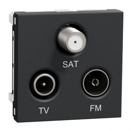 Prise FM/TV/SAT Unica - 2 modules - Anthracite