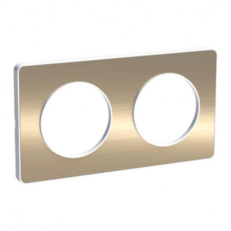 Plaque Odace Touch - Bronze brossé avec liseré blanc - Double horizontale / verticale 71mm