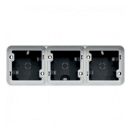 Boîte saillie triple horizontale vide Cubyko - composable - 3P - IP55 - gris