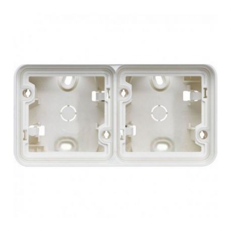 Boîte saillie double horizontale vide Cubyko - composable - 2P 2 embouts - IP55 - blanc