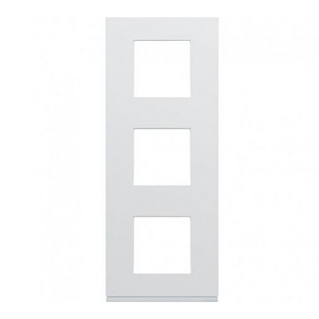 Plaque Hager Gallery - Verticale - 3 postes - Blanc Pure - Entraxe 57mm