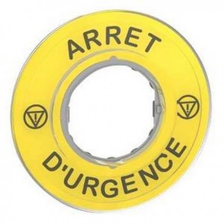 Etiquette circulaire jaune Harmony - Arrêt Urgence - 3D - Ø60 -pour XB4 ou XB5