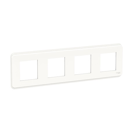 Plaque Unica Pro - Blanc avec liseré transparent - 4x2 modules - 4 postes