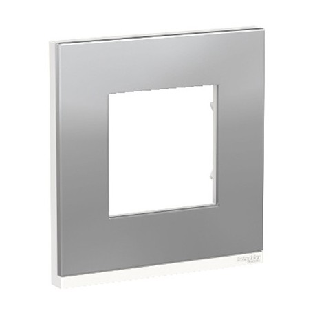 Plaque Unica Pure - Aluminium avec liseré blanc - 2 modules - 1 poste