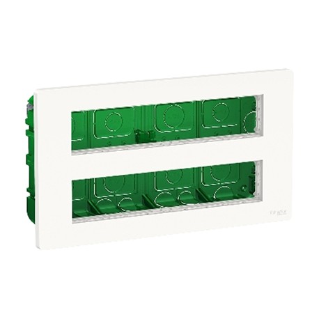 Boîte de concentration Unica - Encastrée - Horizontale - Complète - 2x10 modules - Blanc antimicrobien