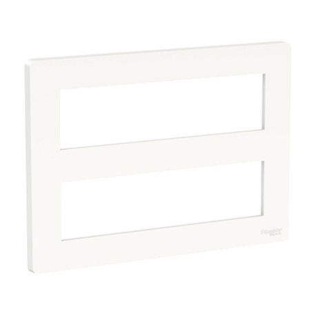 Support et plaque Unica pour boîte horizontale - 2x8 modules - Blanc antimicrobien