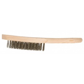 Brosse à manche - 4 rangs - Inox rond dressé