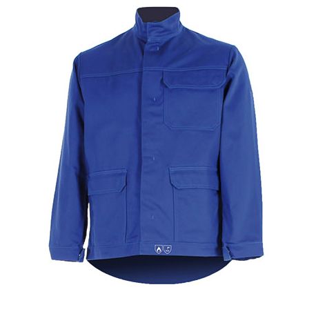 Veste FR spécial soudeur retardant flamme - Coton traité 335G - Taille M - Bleu