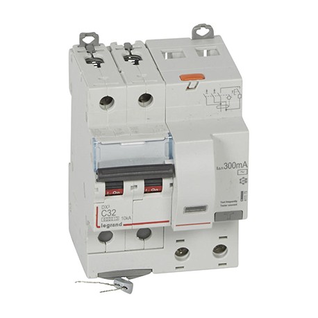 Disjoncteur différentiel DXᶾ 6000 - Vis/vis - 32A - AC - 10kA - 300mA - 2P - Bipolaire
