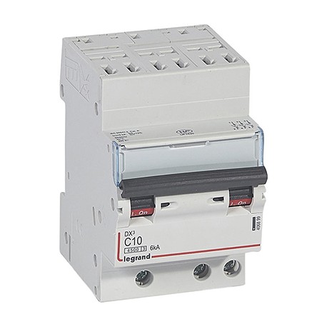 Disjoncteur DX³4500 - 10A - 3P- Courbe C - Auto/Vis