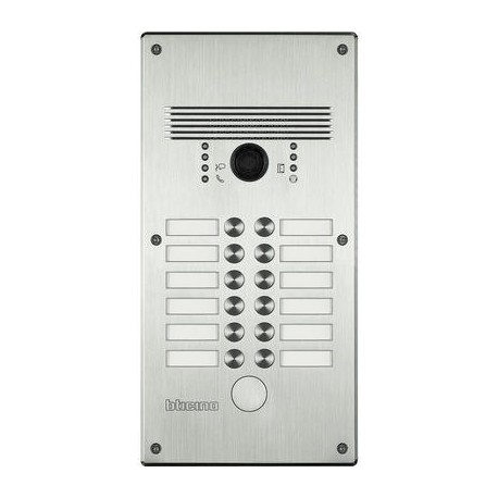 Platine monobloc antivandale Linea 300 Bticino - 9 à 12 boutons - façade alu