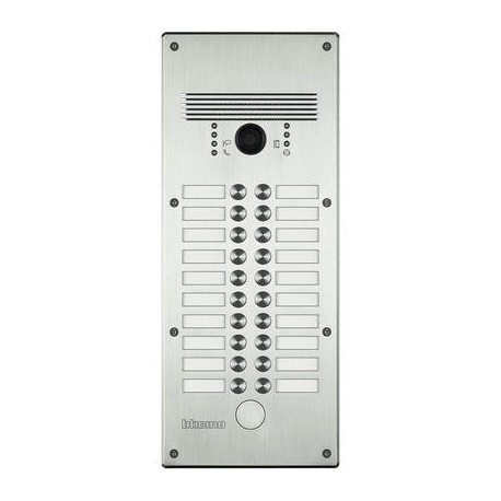 Platine monobloc antivandale Linea 300 Bticino - 13 à 20 boutons - Façade alu