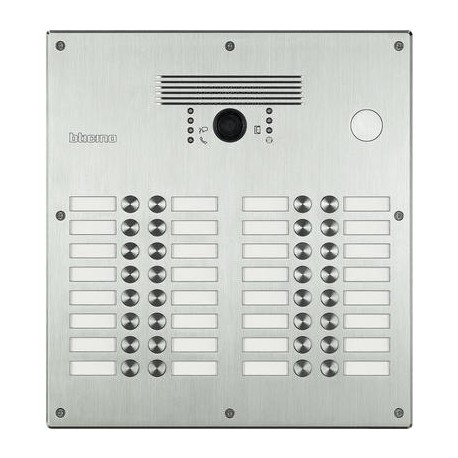 Platine monobloc antivandale Linea 300 Bticino - 21 à 32 boutons - Façade alu