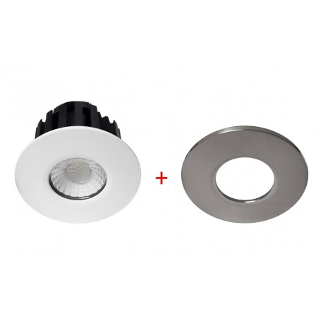 Spot LED Gemma RD-230 3 en 1 - Fixe - 7W - 620Lm - Rond - Blanc/ Nickel - Dimmable