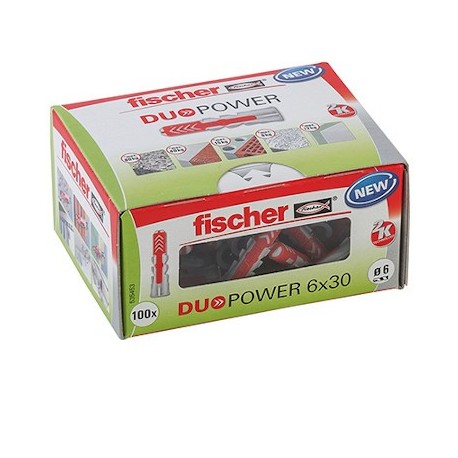 Cheville bi-matière - DUOPOWER - 6x30 - Sans vis - Boite à fenêtre - Boîte de 100