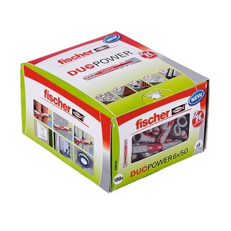 Boîte de 100 chevilles bi-matière - DUOPOWER - 6x50 - Sans vis - Boite à fenêtre