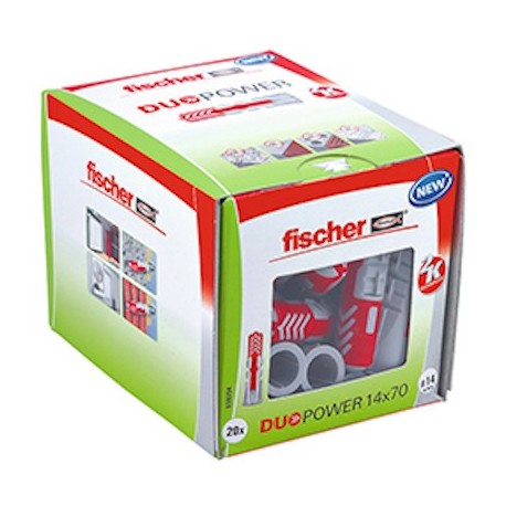 Boîte de 20 chevilles bi-matière - DUOPOWER - 14x70 - Sans vis - Boite à fenêtre