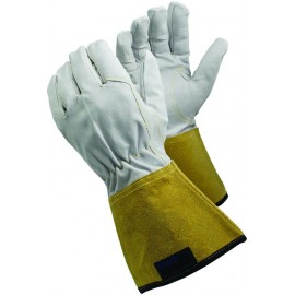 Paire de gants pour soudage TIG - Taille 7 - Fleur de caprin - Blanc et beige