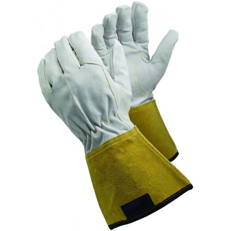 Paire de gants pour soudage TIG - Taille 7 - Fleur de caprin - Blanc et beige