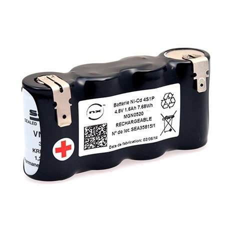 Batterie pour BAES - 4,8V - 1,6Ah - Côte/côte - Cellules SC