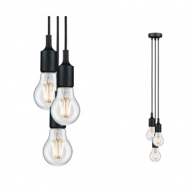 Suspension 3 flammes Neordic Ketil - E27 - 3x20W - Dimmable - Sans ampoule - Noir