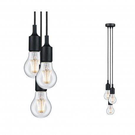 Suspension 3 flammes Neordic Ketil - E27 - 3x20W - Dimmable - Sans ampoule - Noir