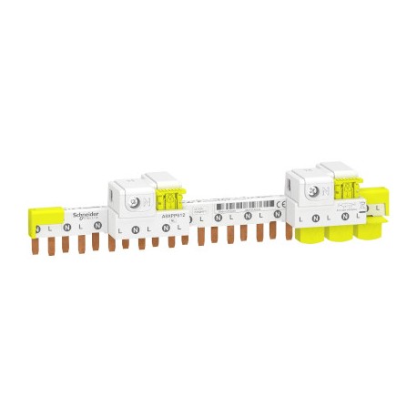 Peigne avec connecteurs intégrés - Raccordement horizontal Acti9 - 63A - 1P+N - 12 modules de 18mm
