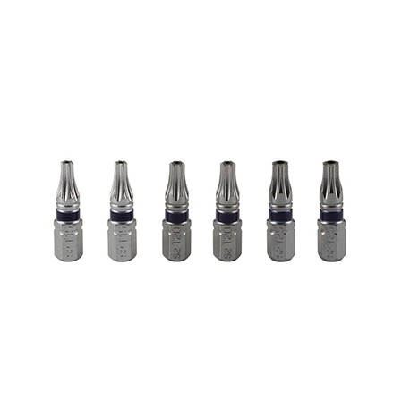 Lot de 6 embouts de vissage - Torx - 25mm