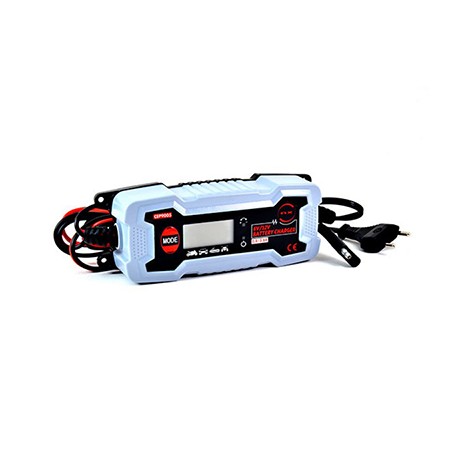 Chargeur pour batterie plomb - 6 ou 12V - 120Ah - Pinces crocodiles - Ecran LCD