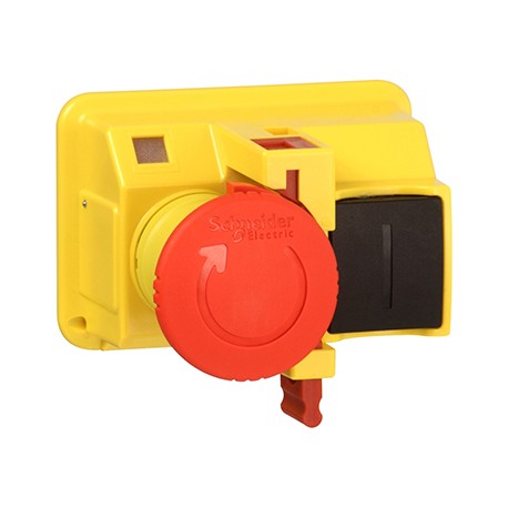 Tête pour bouton-poussoir TeSys - ø40mm - Déverrouillage par rotation - Rouge/Jaune - Cadenassable