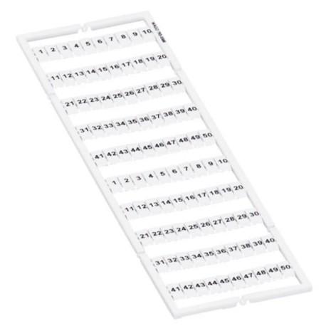 Lot de 5 cartes de repérage WMB - Étiquette 5mm - Impression 1 à 50 - Blanc