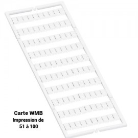 Lot de 5 Cartes de repérage WMB - Étiquette 5mm - Impression 51 à 100 - Blanc