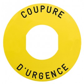 Etiquette circulaire jaune Harmony - Coupure d'urgence - plate - Ø60