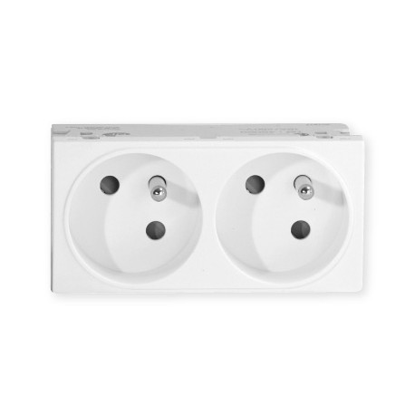 Double prise de courant TerCia AP-C45 - Pour goulottes - 2P+T - 16A - Blanc