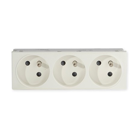 Triple prise de courant TerCia AP-C45 - Pour goulottes - 2P+T - 16A - Blanc