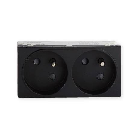 Double prise de courant TerCia AP-C45 - Pour goulottes - 2P+T - 16A - Noir