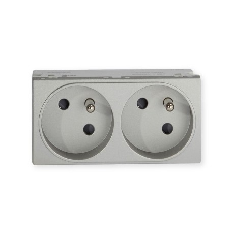 Double prise de courant TerCia AP-C45 - Pour goulottes - 2P+T - 16A - Alu