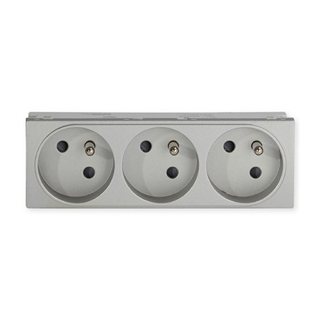 Triple prise de courant TerCia AP-C45 - Pour goulottes - 2P+T - 16A - Alu