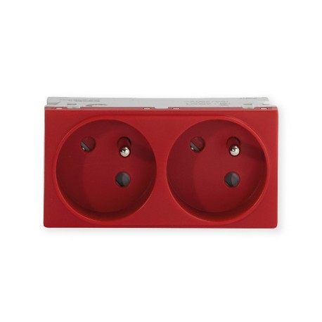 Double prise de courant TerCia AP-C45 - Pour goulottes - 2P+T - 16A - Rouge