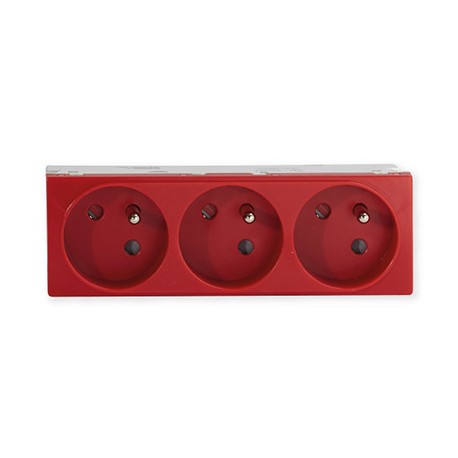 Triple prise de courant TerCia AP-C45 - Pour goulottes - 2P+T - 16A - Rouge