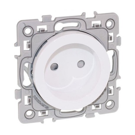 Prise de courant 2P Square 1 poste - 16A - 250V - Blanc - avec griffes