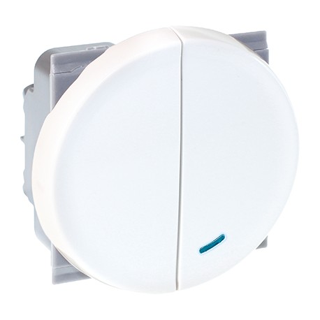 Poussoir non lumineux + va-et-vient lumineux Comète 1 poste - 10AX - Blanc