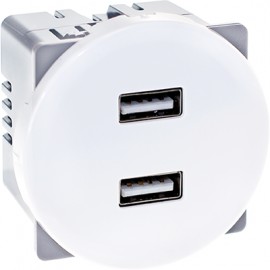 Prise chargeur double USB femelle Comète - 5,5V DC - Blanc